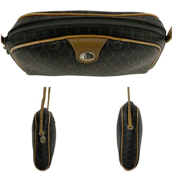 4 Dior Shoulder Bag Pochette Fastener Mini Bag Pvc Leather Black Beige