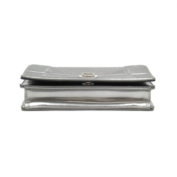 4 Dior Shoulder Bag Leather Silver