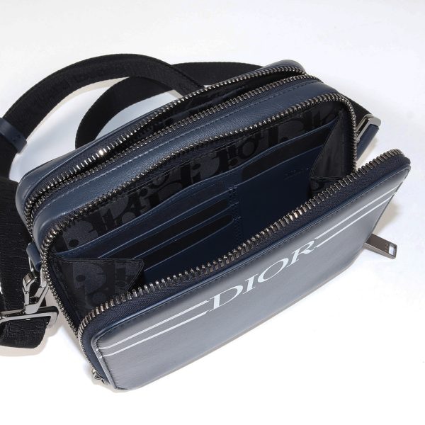 4 Dior Homme Shoulder Bag Pouch Wallet Leather Navy