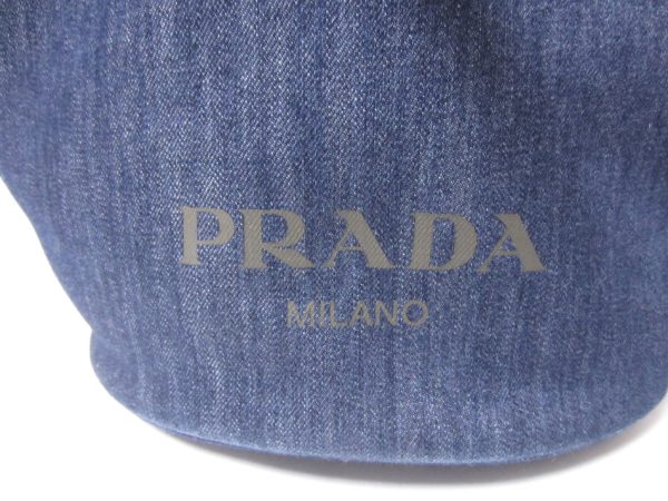 4 Prada Tote Shoulder Bag Pouch Denim Canvas Blue