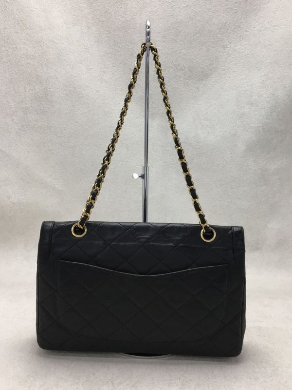 4 Chanel Shoulder Bag Leather BLK Plain Chain Bag Double Flap Matelasse