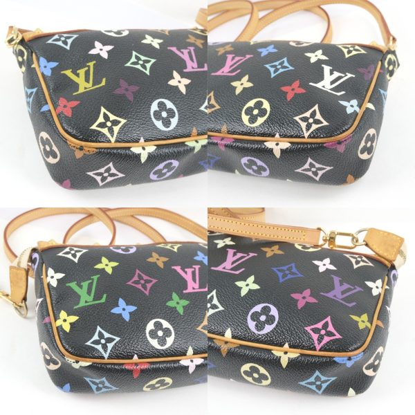 4 Louis Vuitton Accessory Pouch Long Strap Monogram Multicolor Black