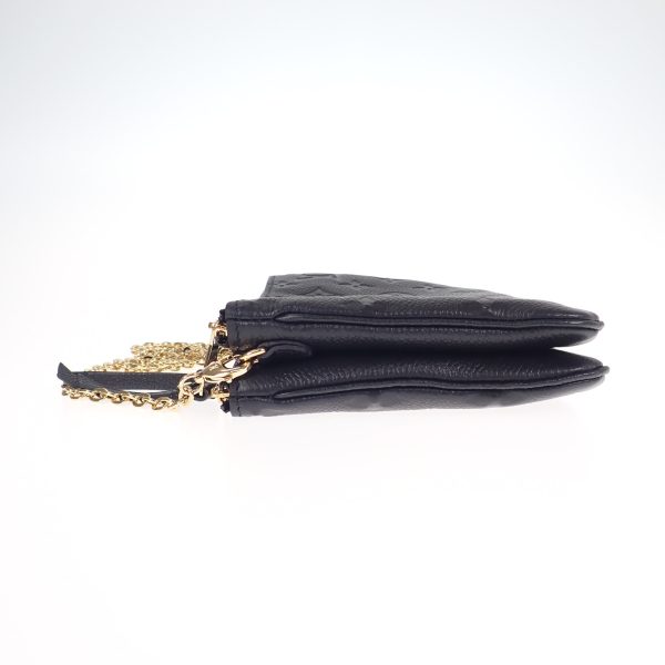 4 Louis Vuitton Pochette Double Zip Shoulder Bag Emplant Black Gold Hardware