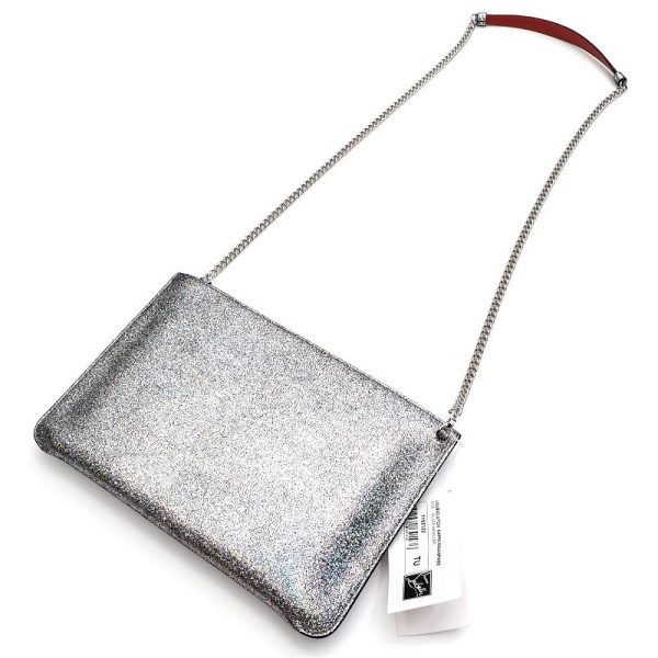 4 Christian Louboutin Spike Studs Shoulder Bag Clutch Bag Silver