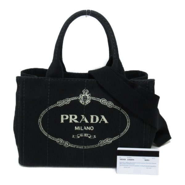 5 Prada Canapa Tote PM Tote Bag Canvas Black