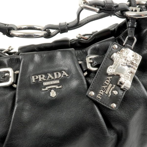 5 Prada Leather Shoulder Bag Black