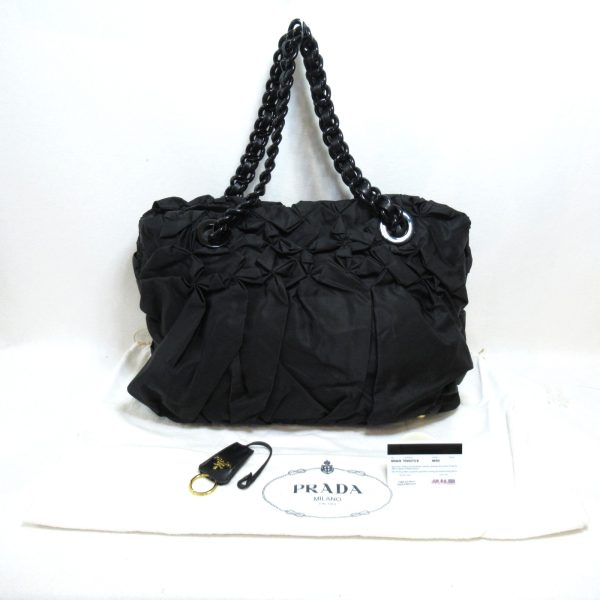 5 Prada Chain Shoulder Bag Nylon Black