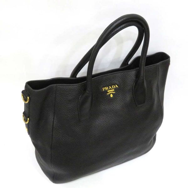 5 Prada 2 Way Bag Vitello Dino Leather Black