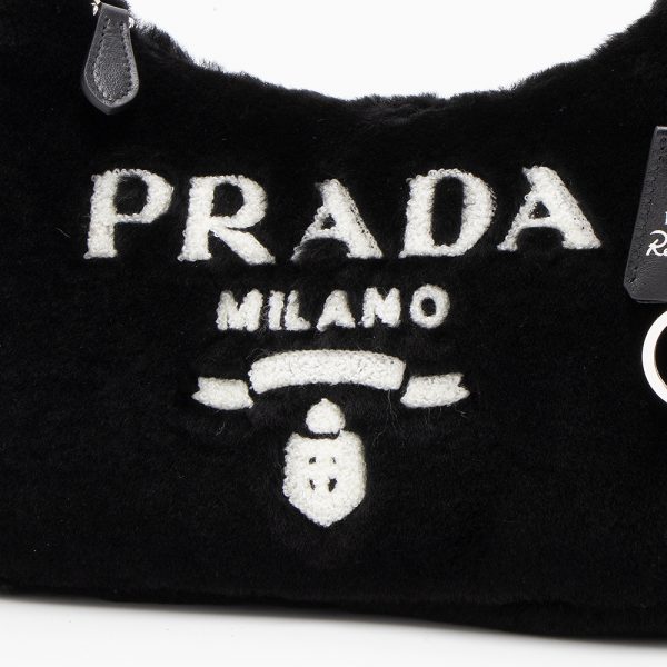 5 Prada Shoulder Bag Mini Bag Sheepskin Black White