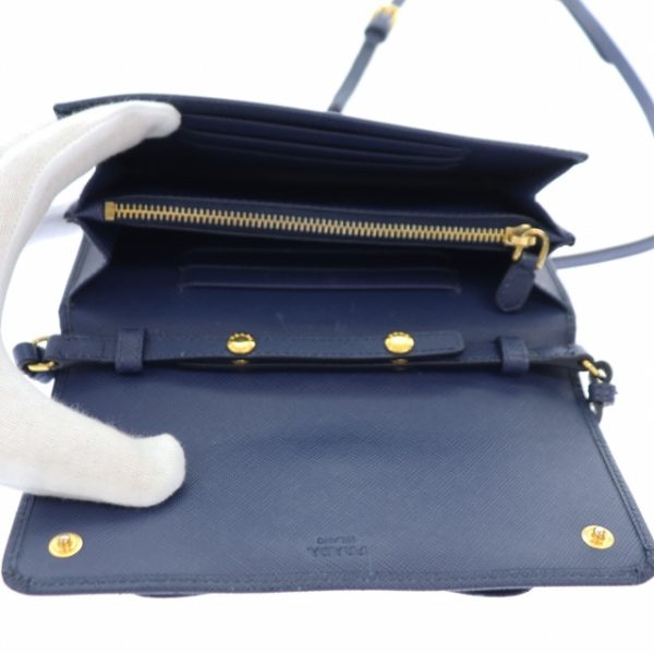 5 Prada Saffiano Ribbon Pochette Wallet Shoulder Bag Navy