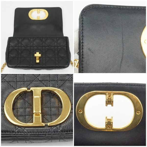 5 Christian Dior Shoulder Bag Crossbody Bag Small Bag Black Gold Hardware