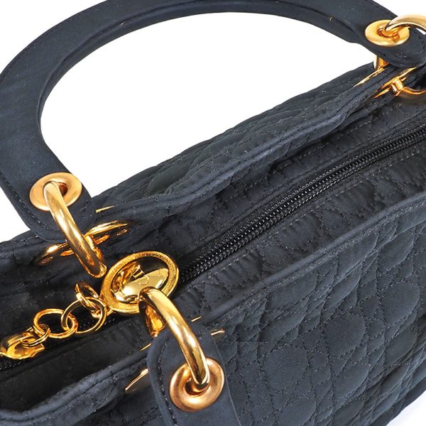 5 Dior Cannage Handbag Nylon Black Gold Hardware