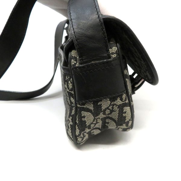 5 Dior Shoulder Bag Trotter Jacquard Canvas Leather Black