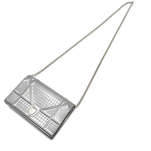 5 Dior Shoulder Bag Leather Silver