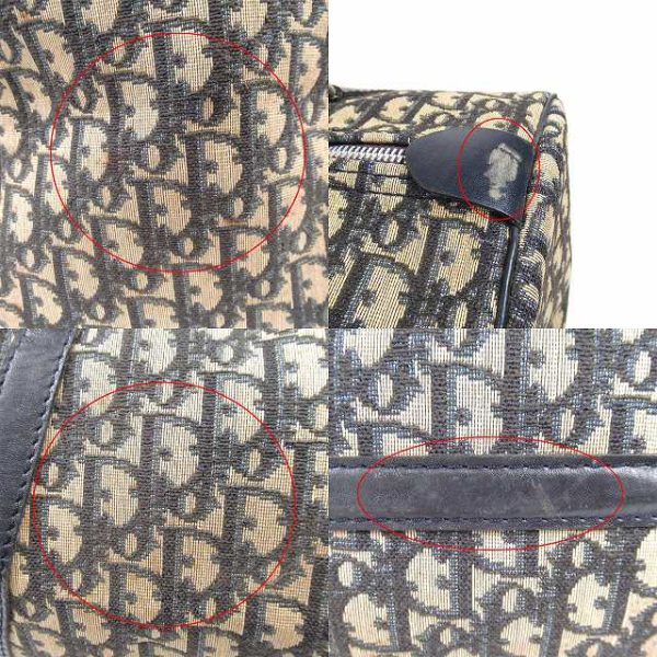 5 Christian Dior Boston Mini Tote Handbag Trotter Canvas Leather Navy Beige