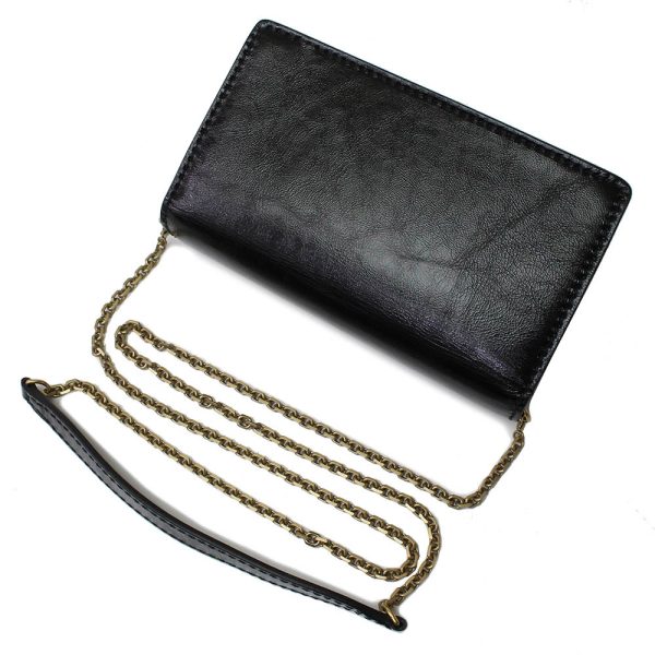 5 Christian Dior Small Clutch 2 Way Chain Bag Leather Black