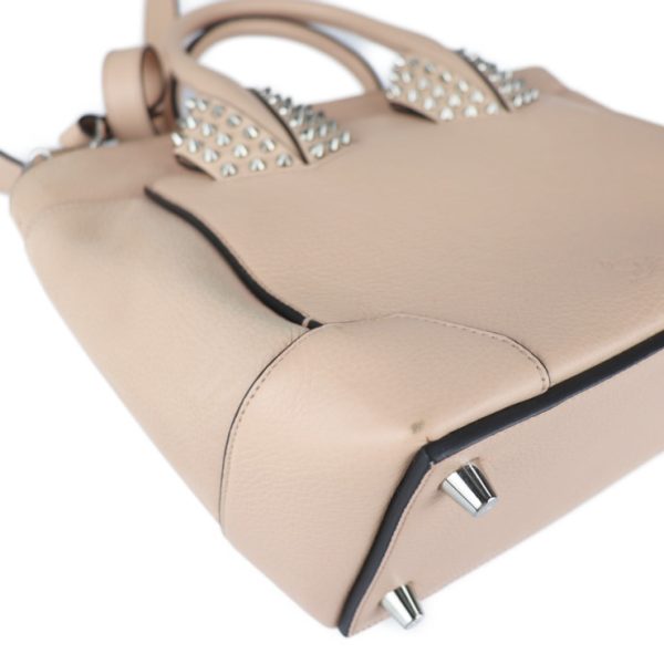 5 Christian Louboutin Eloise Small Shoulder Bag Leather Nude Peach Silver Hardware Spike Studs