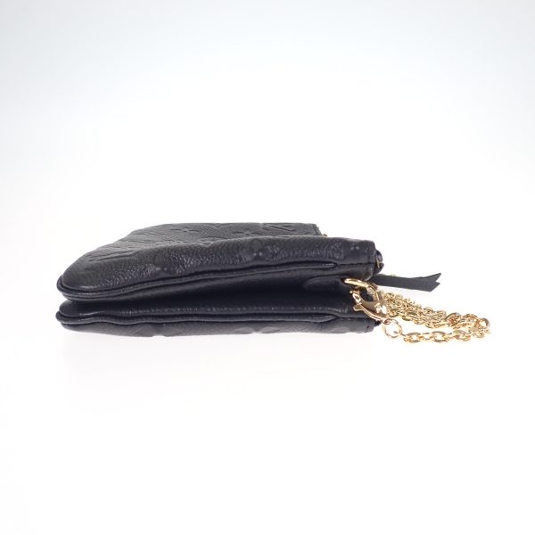 5 Louis Vuitton Pochette Double Zip Shoulder Bag Emplant Black Gold Hardware