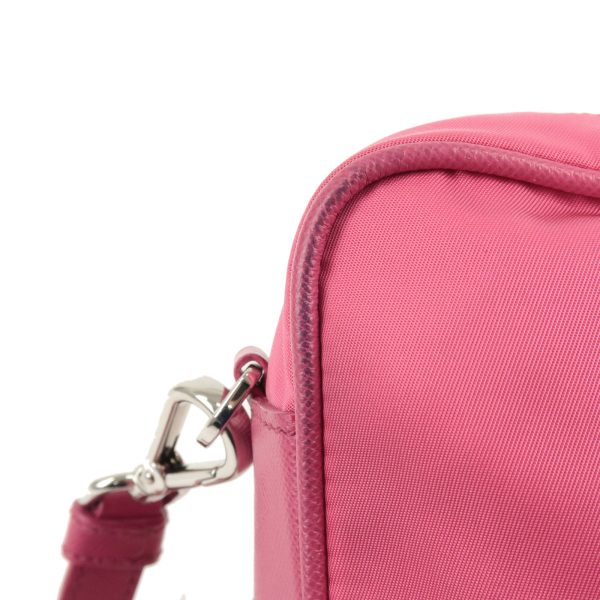 6 Prada Diagonal Shoulder Bag Nylon Leather Pink