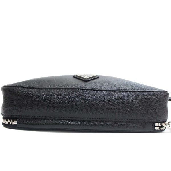 6 Prada Shoulder Bag Embossed Leather Saffiano Black