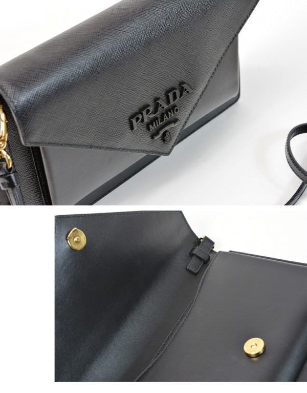 6 Prada Shoulder Bag Diagonal Pochette Leather