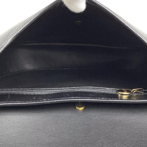 6 Christian Dior Shoulder Bag Diagonal Leather Black