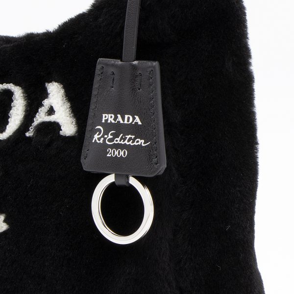 6 Prada Shoulder Bag Mini Bag Sheepskin Black White