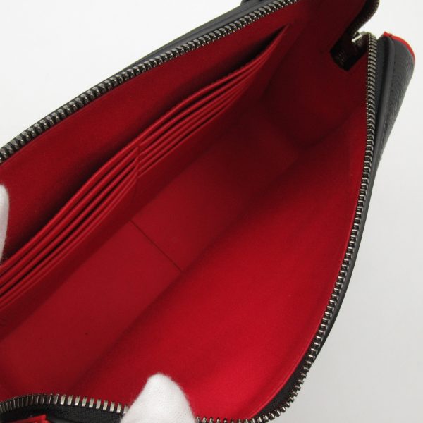 6 Christian Louboutin 2 Way Shoulder Bag Calf Black Red