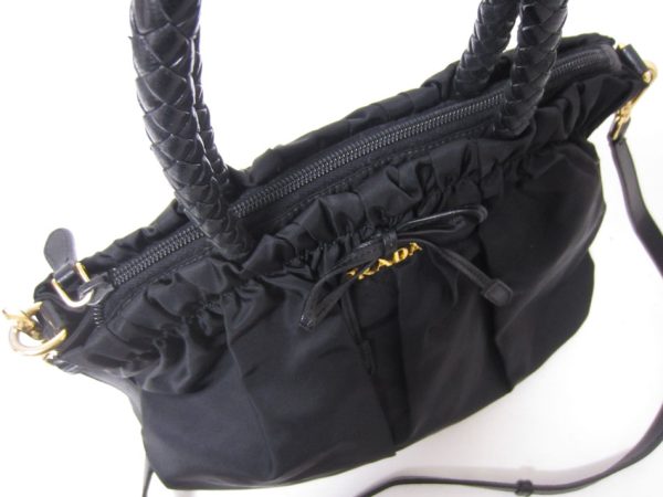 6 Prada Shoulder Bag Nylon Leather Black