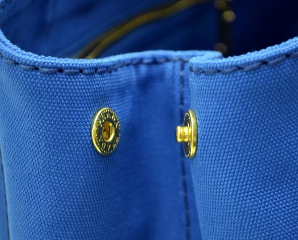 7 Prada Canapa 2 Way Bag Canvas Azzurro Gold