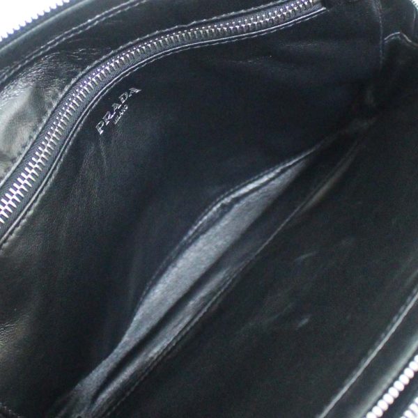 7 Prada Shoulder Bag Embossed Leather Saffiano Black