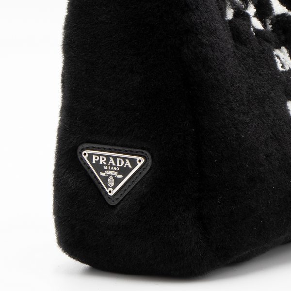 7 Prada Shoulder Bag Mini Bag Sheepskin Black White