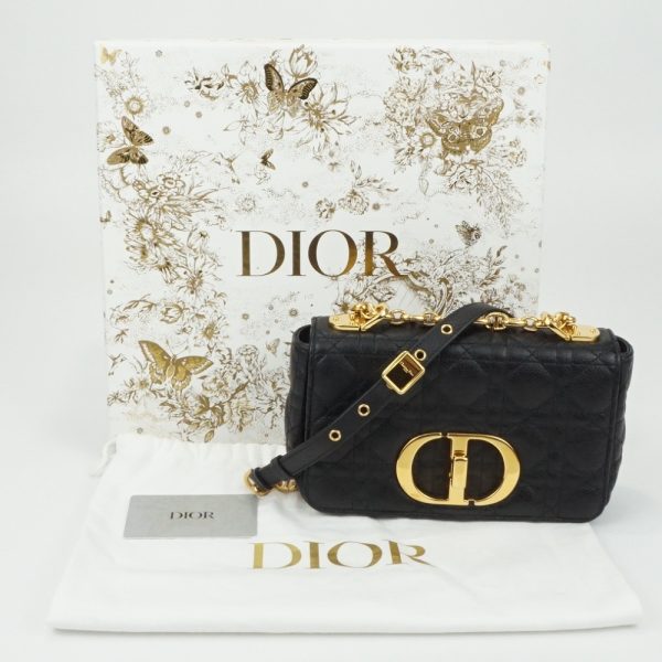 7 Christian Dior Shoulder Bag Crossbody Bag Small Bag Black Gold Hardware