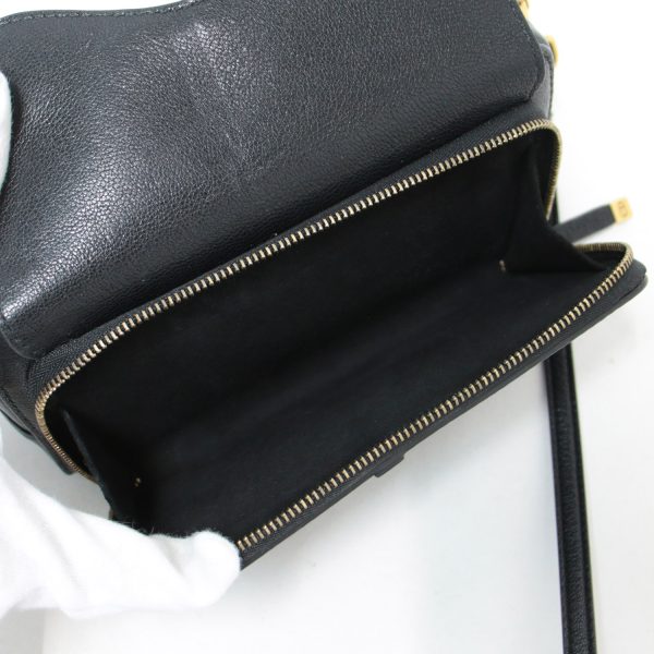 7 Christian Dior Mini Pochette Saddlebag Double Pouch Leather Black