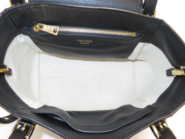 7 Prada Vitello Grain 2 Way Shoulder Handbag Leather Black