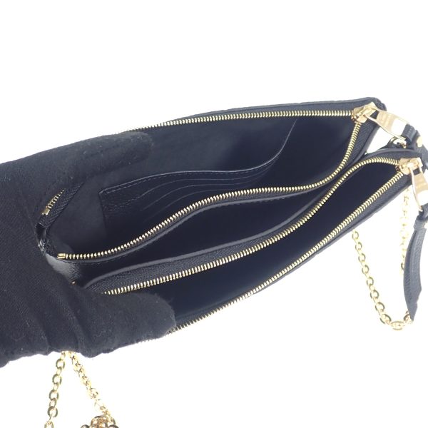 7 Louis Vuitton Pochette Double Zip Shoulder Bag Emplant Black Gold Hardware