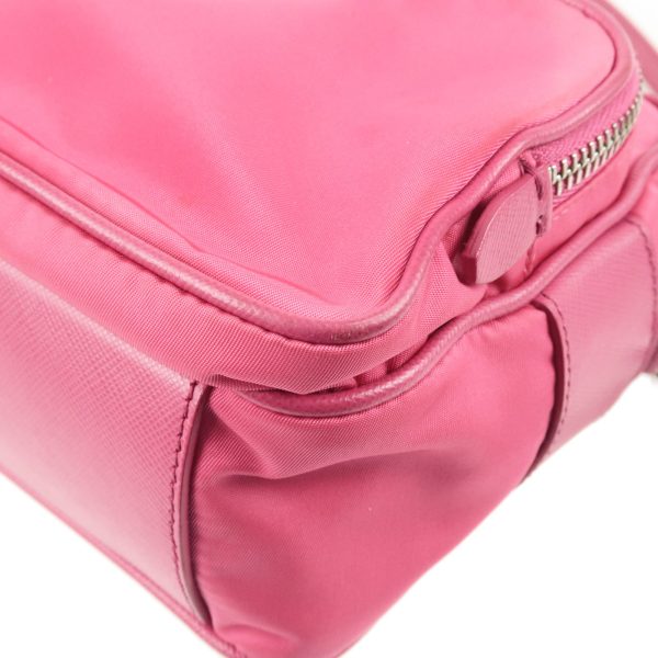 8 Prada Diagonal Shoulder Bag Nylon Leather Pink