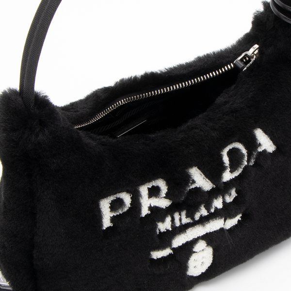 8 Prada Shoulder Bag Mini Bag Sheepskin Black White