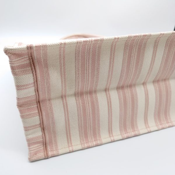 8 Christian Dior Book Tote Handbag Tote Bag Canvas Pink Striped Bag Shoulder Bag