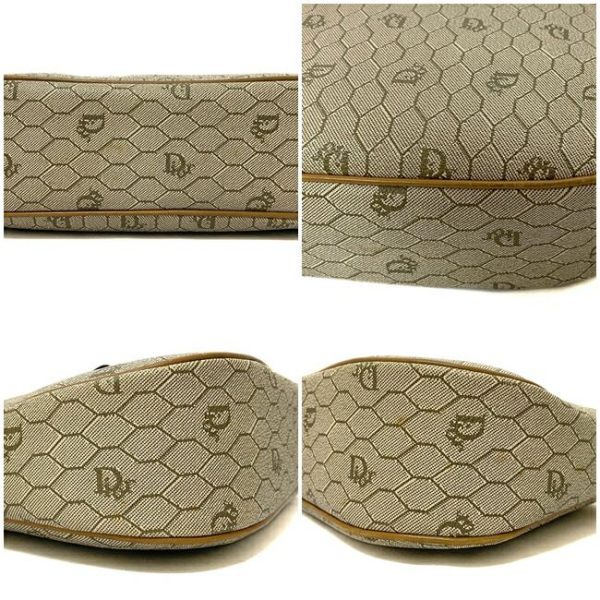 8 Christian Dior Shoulder Bag PVC leather Gray Beige Gold Honeycomb