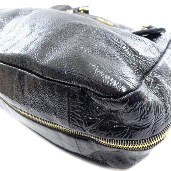 8 Prada Zipper Design Tote Bag Black Patent Leather