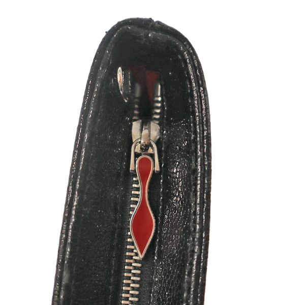 8 Christian Louboutin Chain Clutch Bag Leather Black Red Silver Metal Fittings