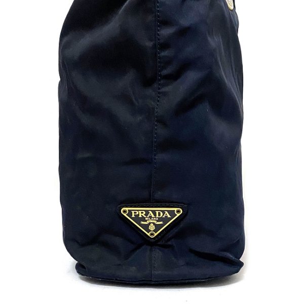 8 Prada Shoulder Bag Tote Bag Nylon Leather GP Navy Gold Test