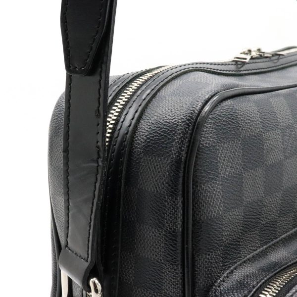 8 Louis Vuitton Damier Graphite Lo Shoulder Bag Diagonal Black Gray Shawl