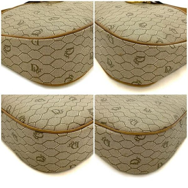 9 Christian Dior Shoulder Bag PVC leather Gray Beige Gold Honeycomb