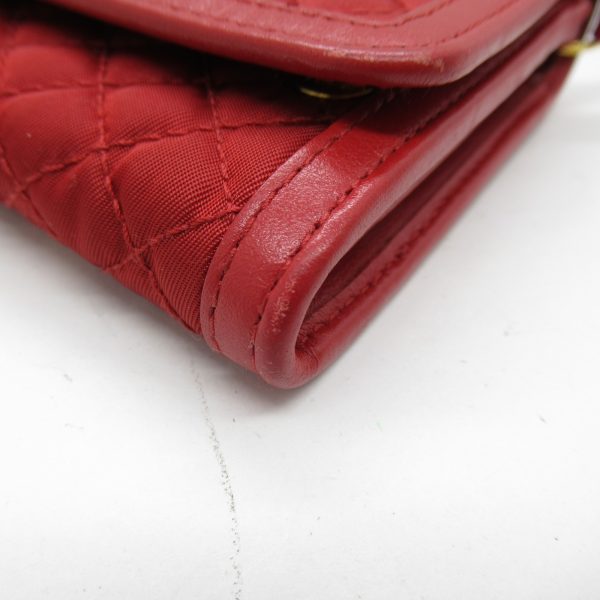 9 Prada Shoulder Bag Wallet Leather Nylon Red