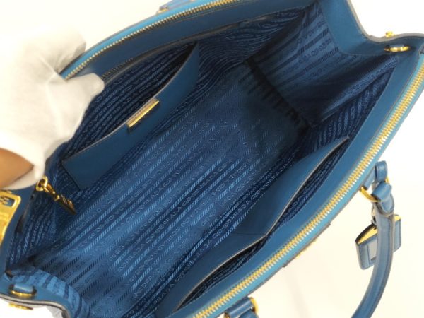 9 Prada 2 Way Hand Shoulder Bag Saffiano Leather Blue