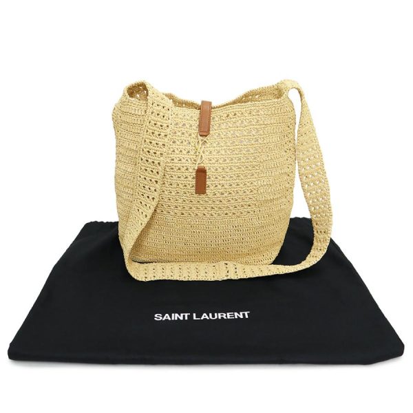 brandbrand 200098662018 1 d 20221206150937 SAINT LAURENT PARIS Hobo Bag Diagonal Shoulder Bag Raffia Leather Natural