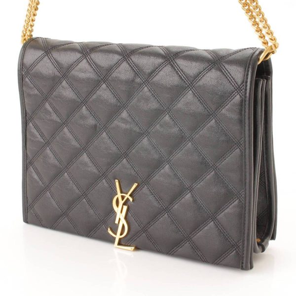 re sat sh w 00088 1 SAINT LAURENT YSL Logo Quilted Leather Chain Shoulder Bag