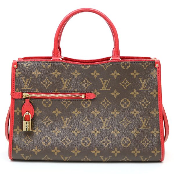 0001749 2 Louis Vuitton Popincourt PM Monogram Rouge Grain Calf Tote Bag